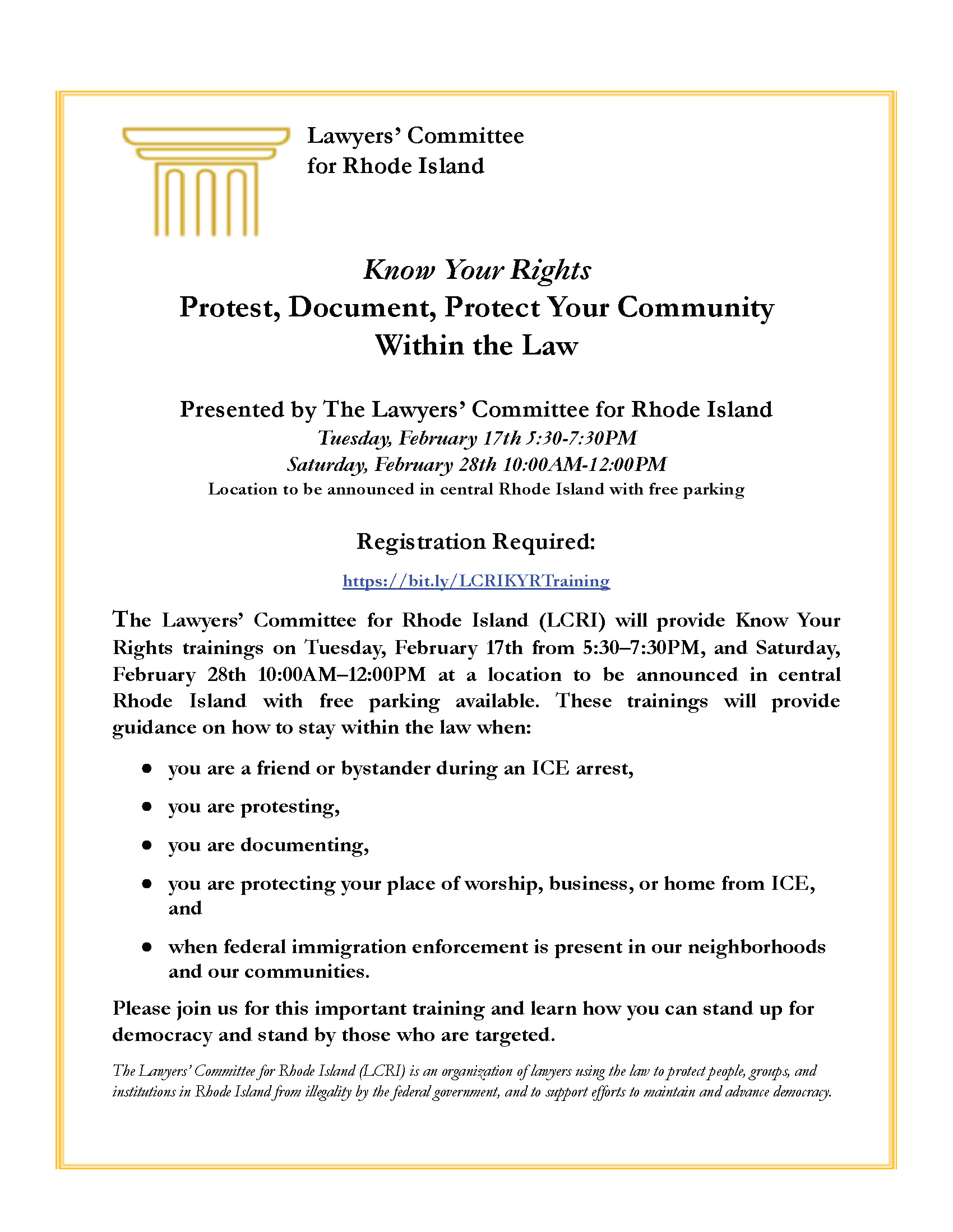 Know Your Rights Community Training